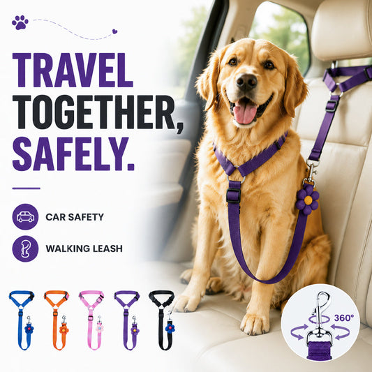 2-in-1 Dog Car Seat Belt & Walking Leash