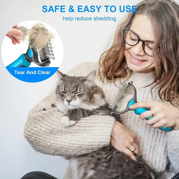 Martie™ Professional Double-Sided Pet Grooming Rake ✨ Undercoat Deshedding Tool for Dogs & Cats 🐶🐱