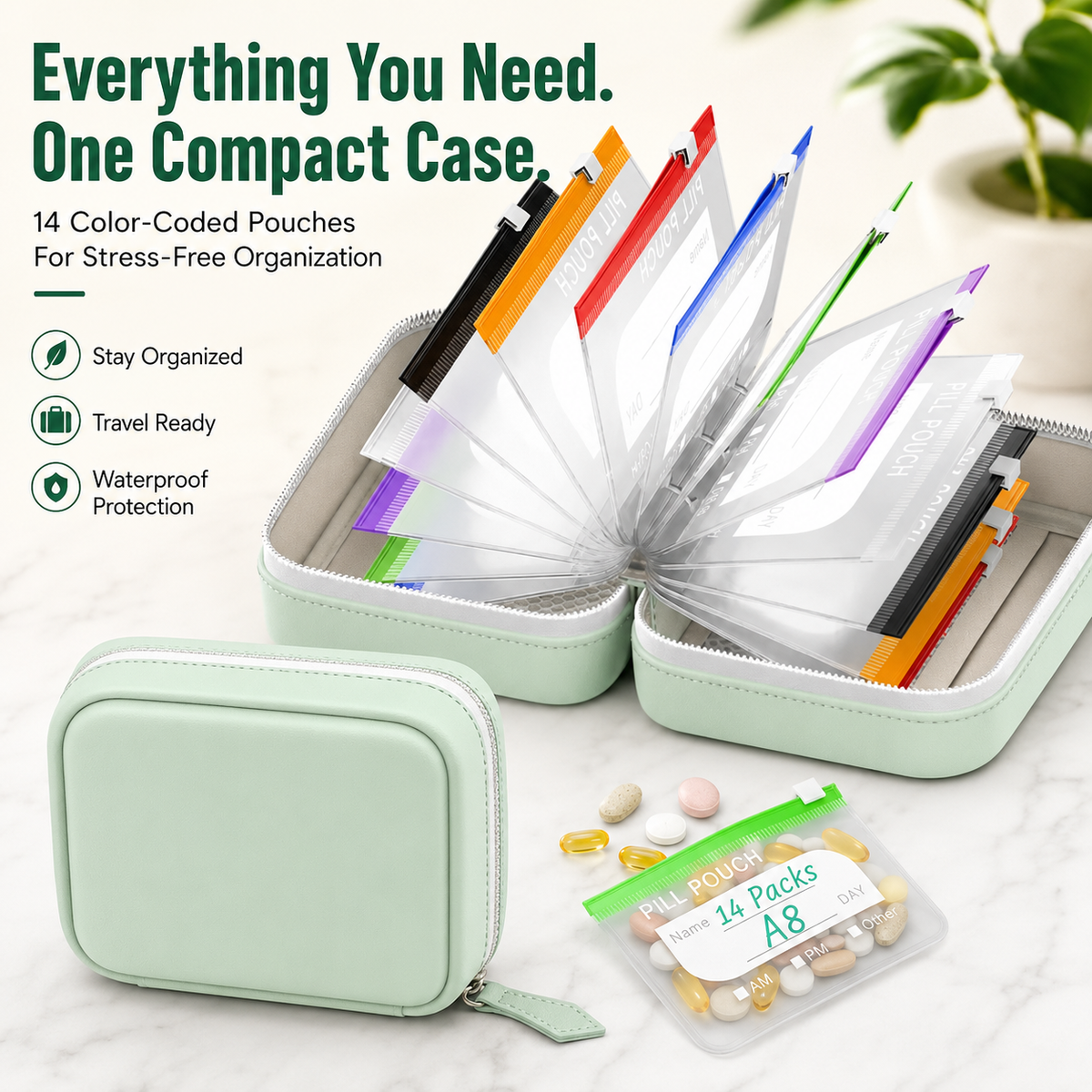 Molvirae™ Modular Wellness Wallet – 7-Pouch Medication & Supplement Organizer (Offer)