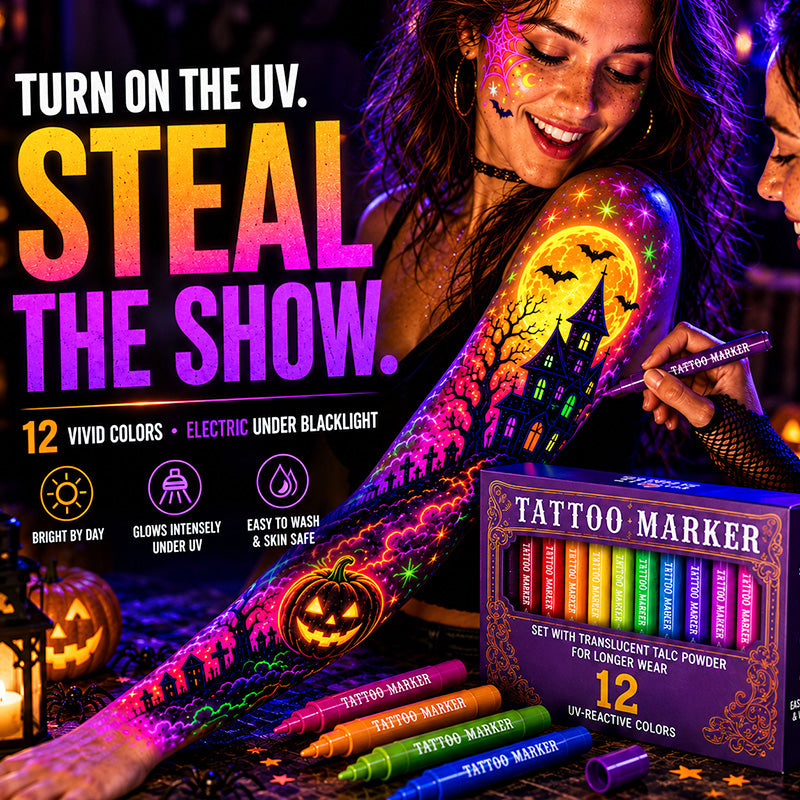 UV Blacklight Tattoo Markers — 12 Vibrant Glow Colors (Offer)