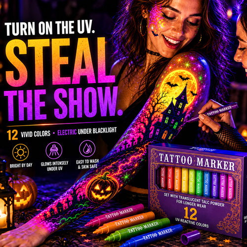 UV Blacklight Tattoo Markers — 12 Vibrant Glow Colors (Offer)