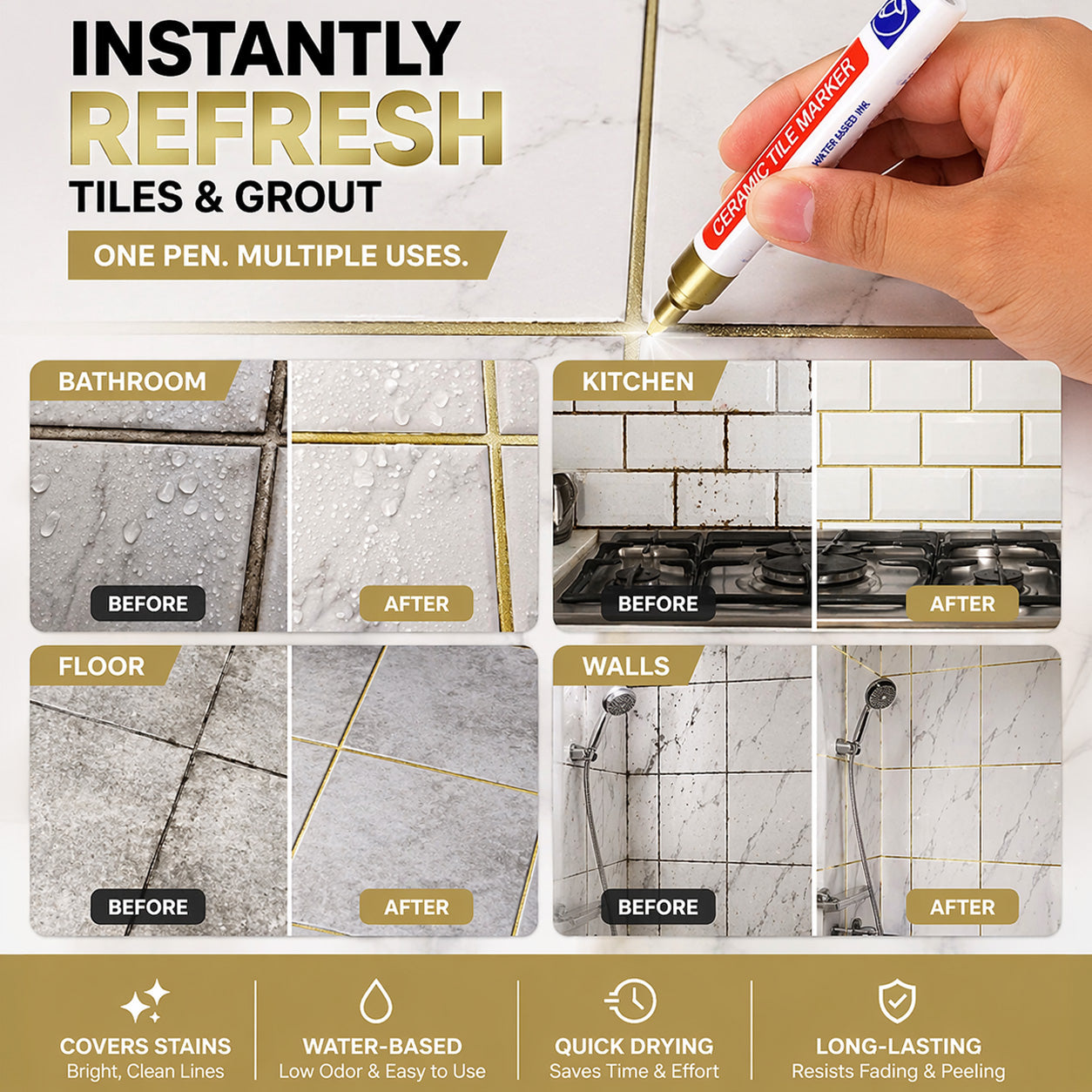 🖌️Martie™ Anti-Mould & Waterproof Joint Pen for Ceramic Tiles!