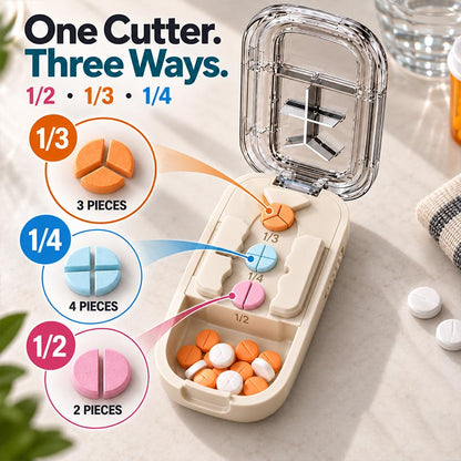 Molvirae™ 3-Way Pill Cutter with Storage