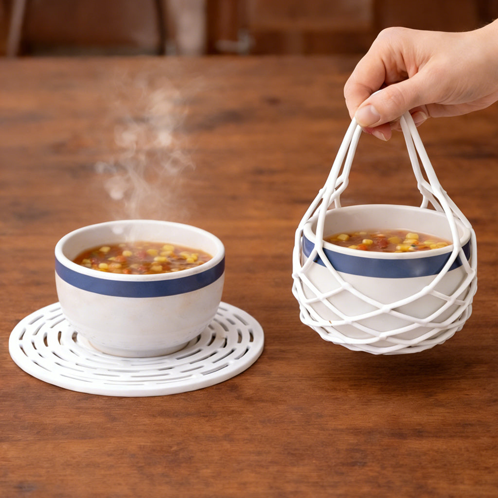 Martie™ 2-in-1 Zero-Void™ Silicone Mesh Bag & Heat-Resistant Trivet Mat for Hot Bowls