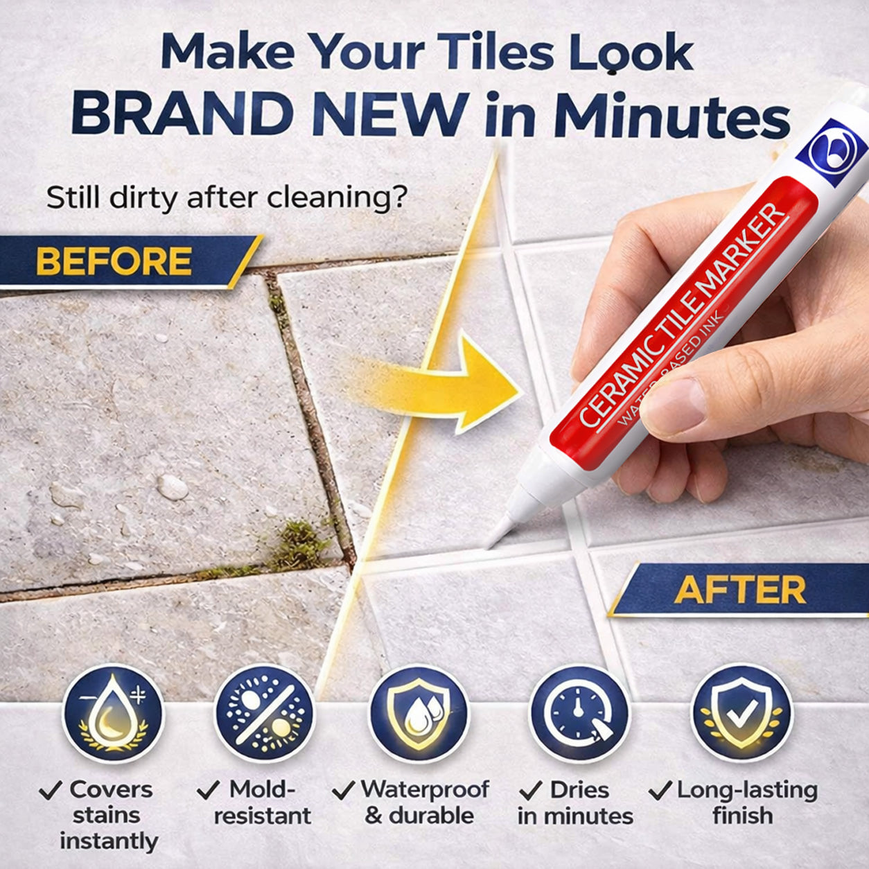 🖌️Martie™ Anti-Mould & Waterproof Joint Pen for Ceramic Tiles!