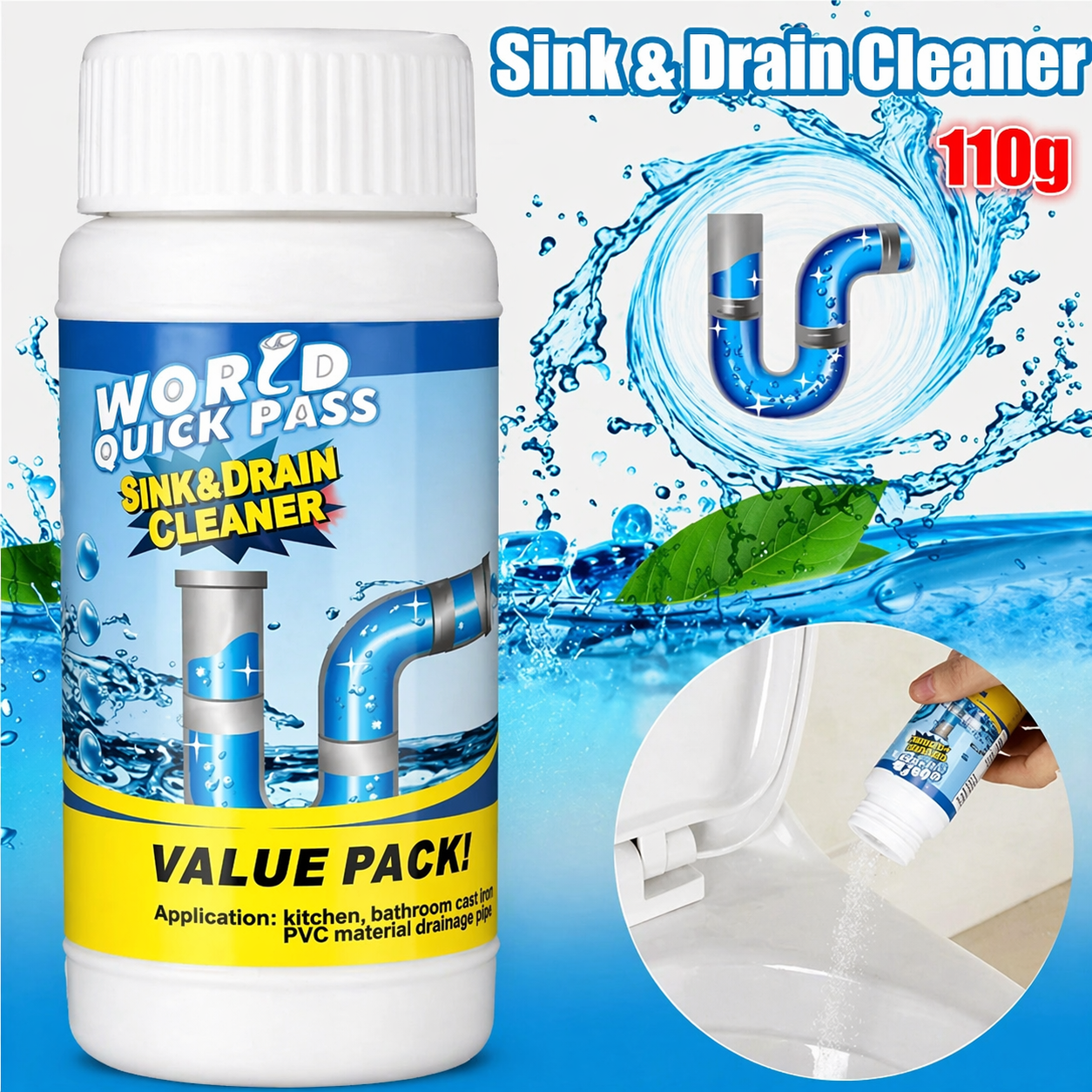 Martie™ Fast-Acting Drain Cleaner Powder for Hair, Grease & Tough Clogs