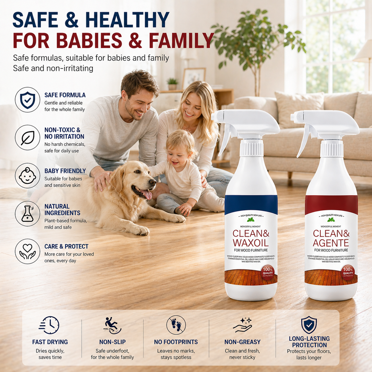 ✨Martie™ Wood Floor Cleaner & Polish – Restore Shine & Protect