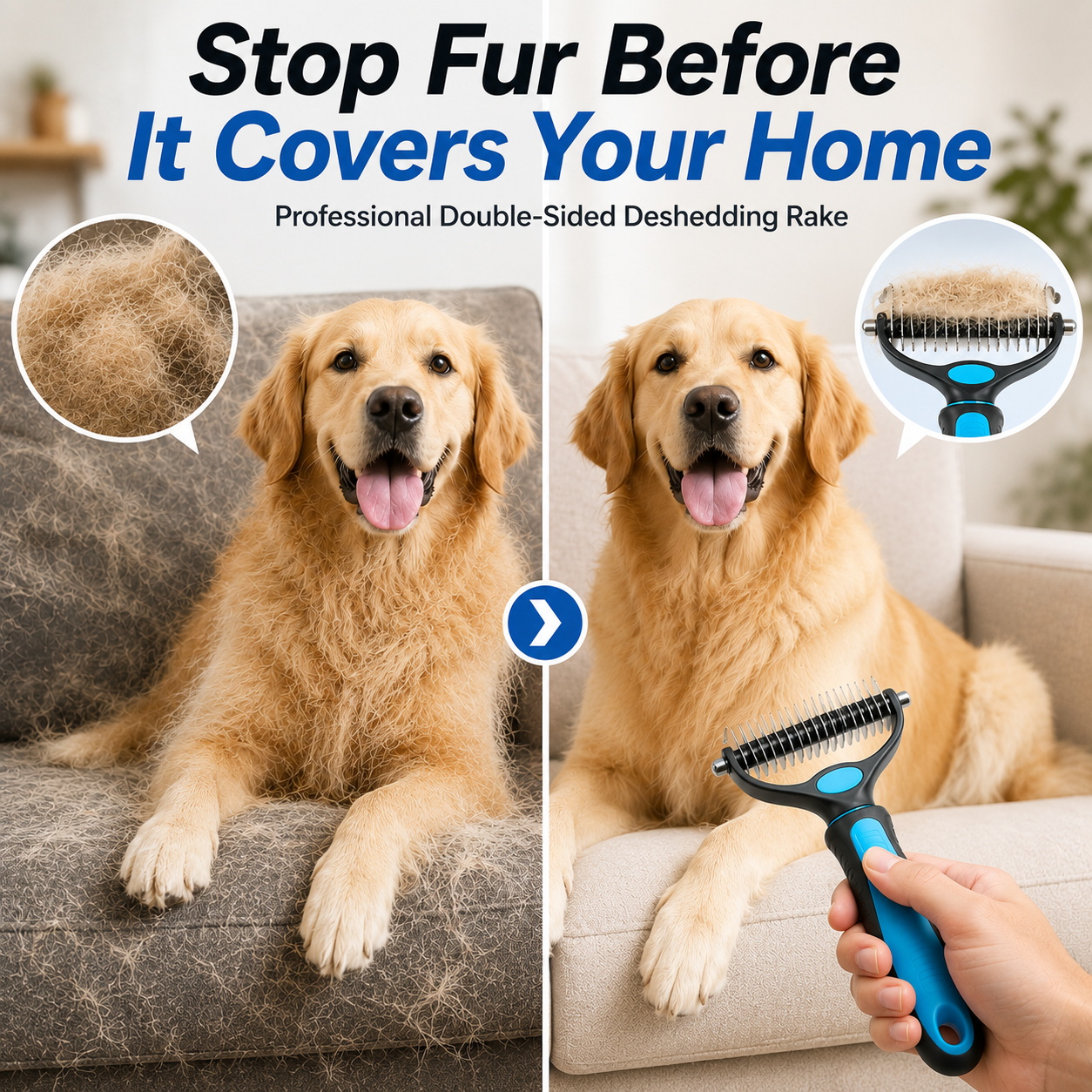 Martie™ Professional Double-Sided Pet Grooming Rake ✨ Undercoat Deshedding Tool for Dogs & Cats 🐶🐱