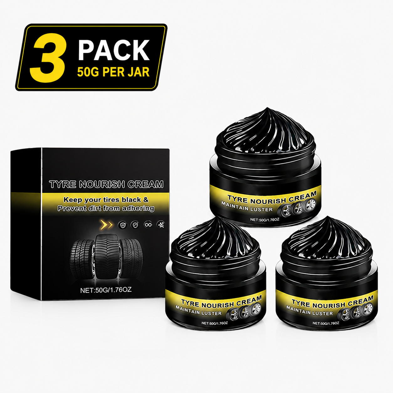 Martie™ Tire Shine Wax – Restore Deep Black Tires & Protect Against UV Damage