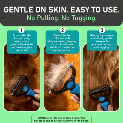 Martie™ Professional Double-Sided Pet Grooming Rake ✨ Undercoat Deshedding Tool for Dogs & Cats 🐶🐱