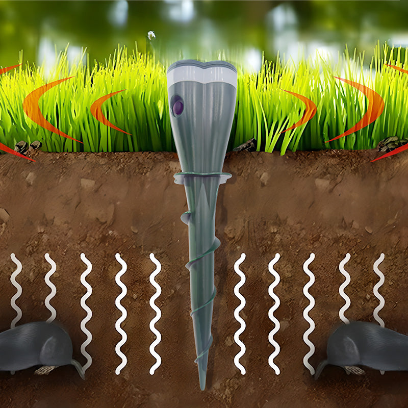 ☘️Solar Sonic Mole Repellent Stakes – Waterproof Ultrasonic Yard Pest Repeller