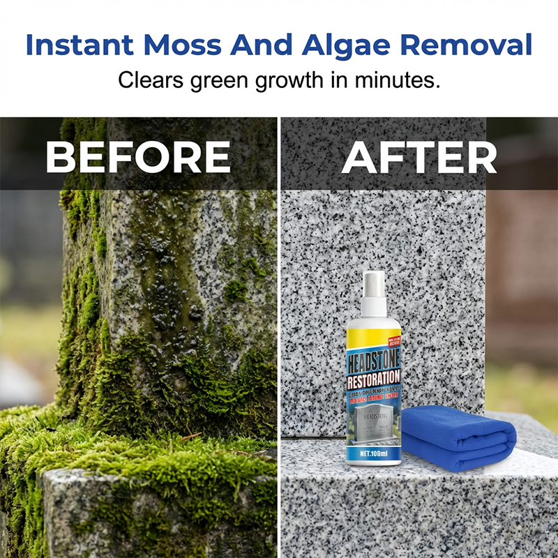 🪦 Headstone Cleaning Spray – Removes Moss, Algae & Outdoor Stains