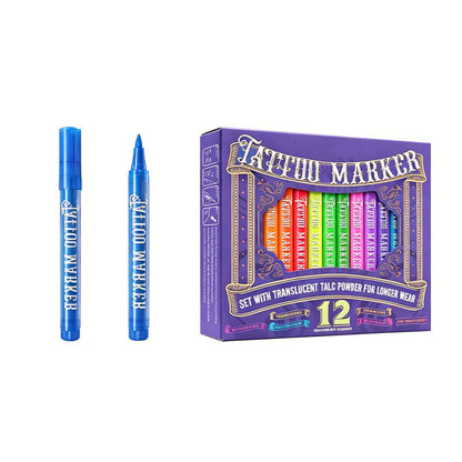 UV Blacklight Tattoo Markers — 12 Vibrant Glow Colors